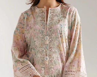 Ethnic dress eid dress with chikenkari pakistani asian wear