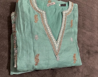 Asian ladies women clothing fashion dress Pakistani suits kurta shalwar dupatta indian  shalwar Nureh