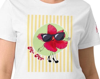 Miss Maga Special Edition T-shirt. White T-shirt with a maga flower, Puerto Rican collection. Gift for Puerto Rican women.
