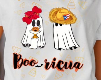 Boo Ricua Camiseta edición Halloween Boricua, Camiseta fantasmas boricua, Camiseta divertida de halloween, Halloween Puerto Rico, Fantasmas.
