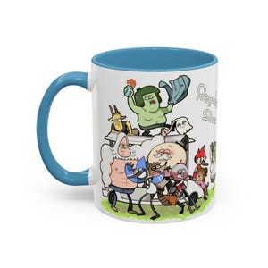 Mug à café en dessin animé The Regular Show, personnage de dessin animé Mordecai Rigby Muscle Man 11 oz ou 15 oz