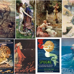 Digitale Ephemera Mermaids Sirens 75 Bilder Junk Journal Bilder Scrapbook Fantasy Digikit Kit