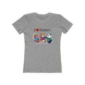 I Love Stickers T-Shirt With Cute Baby Animals 7 Colors Small - 3XL Slim Fit Customizable Text