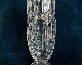 Vase Pied Waterford Vintage - 12 Pouces, Cristal Lourd, Pièce De Statement, Occasion