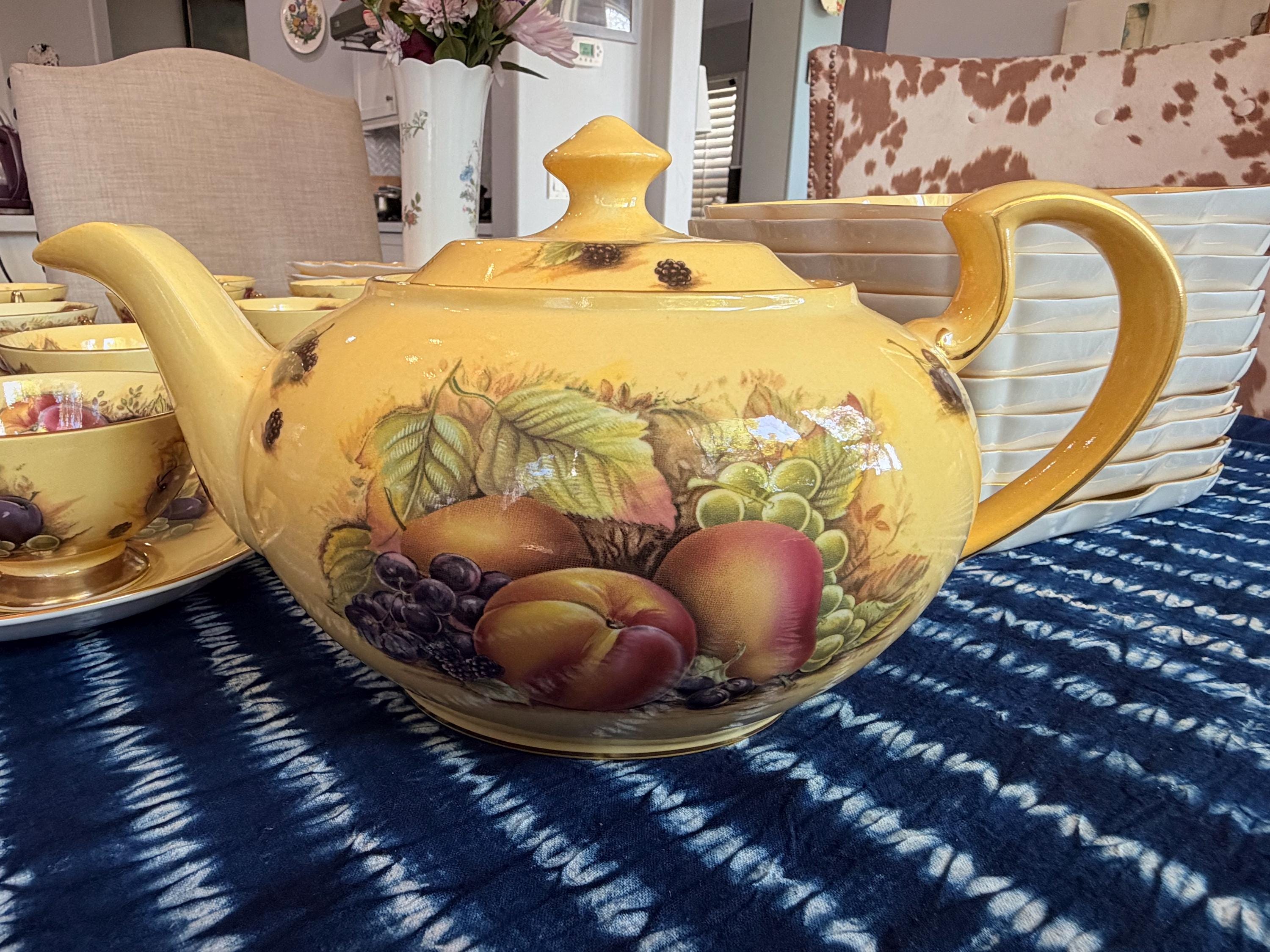 Aynsley Orchard Gold Teapot - Etsy