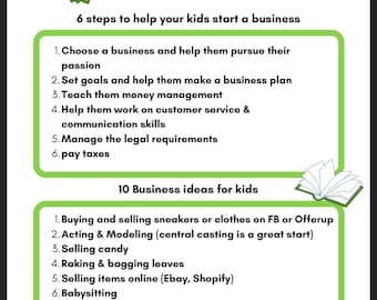 Kids Business Guide Workbook | Young Entrepreneur Money Making Planner (Digital Download)