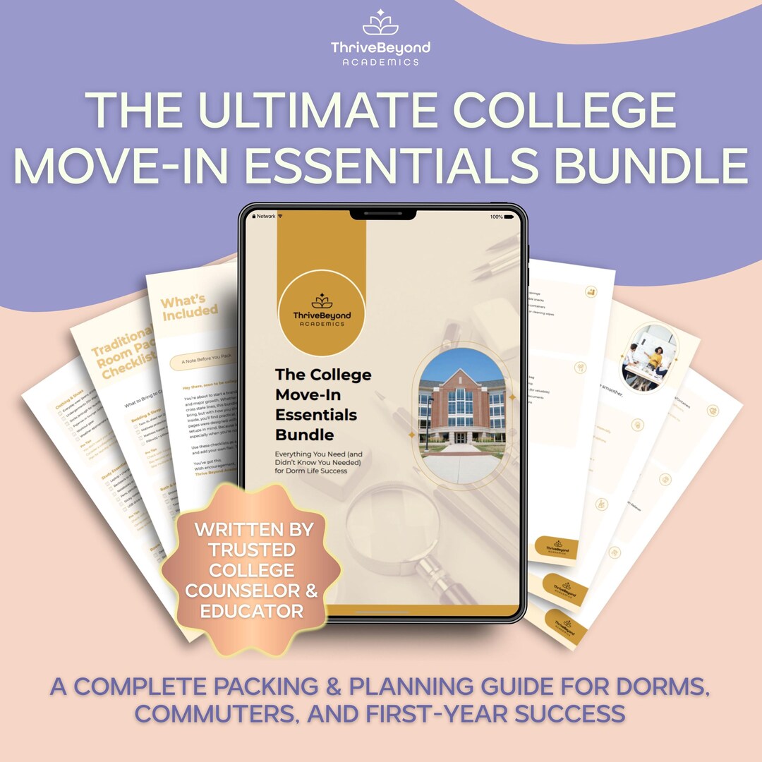 College Move-in Essentials Bundle – Dorm Packing Checklist & First-year ...