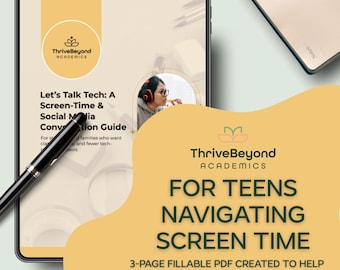 Teen Screen Time Guide: Social Media Self-Check & Reflection (PDF Download)