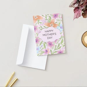 Cartão floral para o Dia das Mães para imprimir – Escreva sua própria mensagem – Cartão de felicitações faça você mesmo para baixar e imprimir em casa