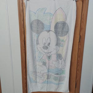 Vintage Disney Mickey Mouse Beach Towel 90s Surf Surfboard Franco Cotton USA image 5