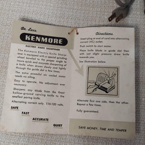 Vtg Kenmore Electric Knife Sharpener Model 8353 w/original Box, Pamplet, Booklet image 7