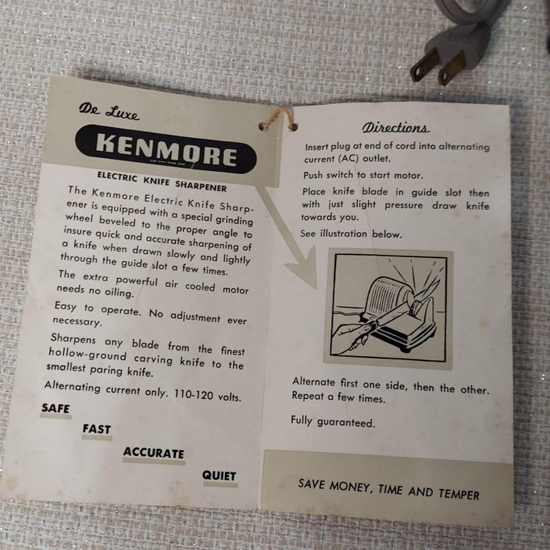 Vtg Kenmore Electric Knife Sharpener Model 8353 w/original Box, Pamplet, Booklet image 7