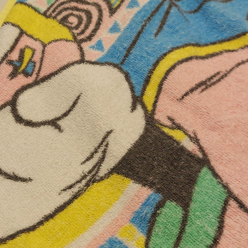 Vintage Disney Mickey Mouse Beach Towel 90s Surf Surfboard Franco Cotton USA image 4