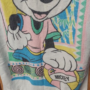 Vintage Disney Mickey Mouse Beach Towel 90s Surf Surfboard Franco Cotton USA image 3