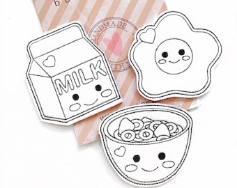 Cute breakfast coloring toys, breakfast coloring dolls, reusable coloring book, felt coloring, dry erase coloring dolls / kids coloring page