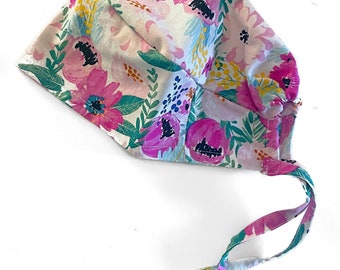 Pink peonies Scrub Cap for Men/Women, flowers Scrub Hat/ unisex scrub cap / Medical scrub cap / surgical cap / Dental scrub