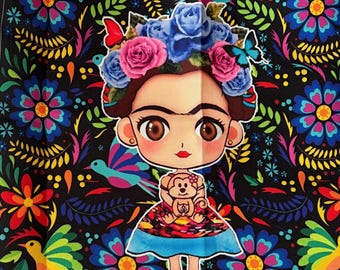 Make your own pillow cover , Frida Kahlo , waterproof fabric , diy projects , canvas fabric, Frida fabric , Mexican folklore