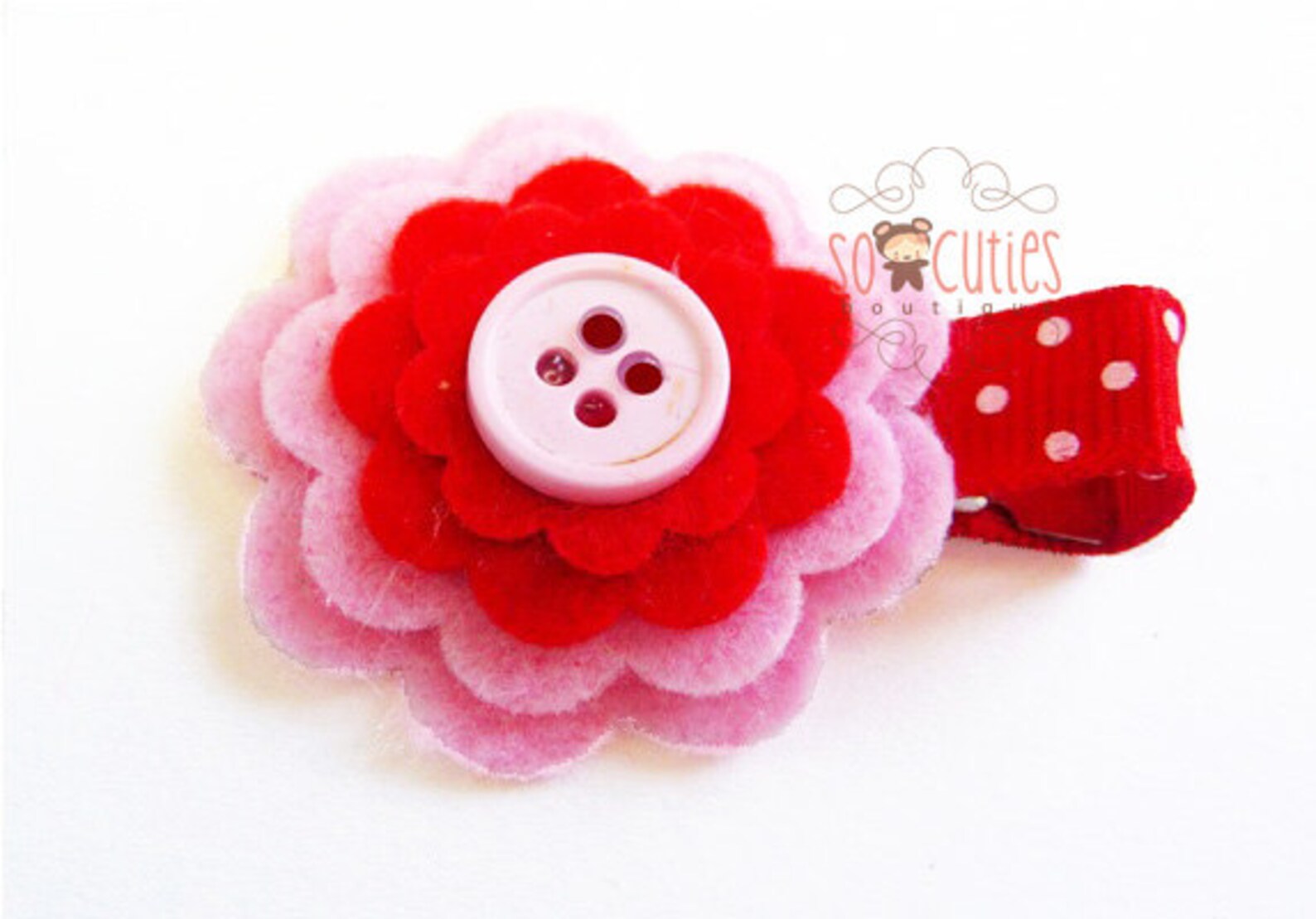 Red Felt flower hair clip /Valentine's hair clip / Baby Etsy