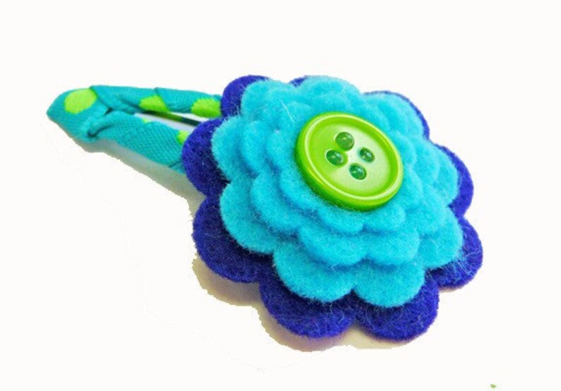 Blue Felt Flower Hair Clip / Felt Hair Clip / Girl Barrette / Etsy