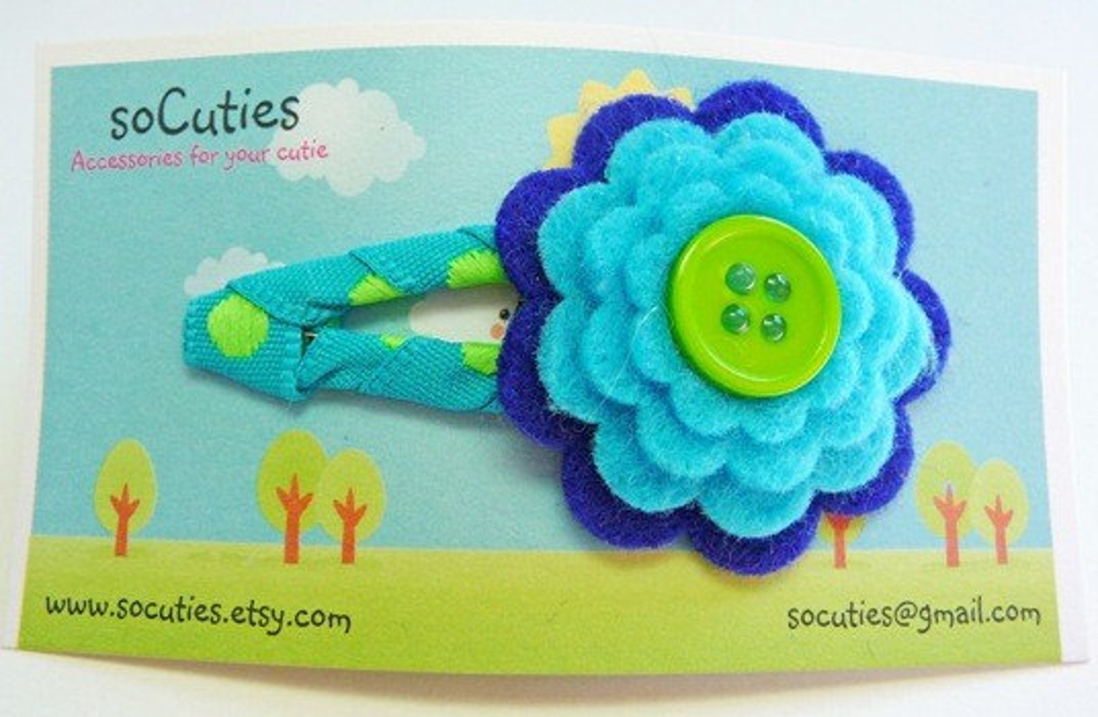 Blue Felt Flower Hair Clip / Felt Hair Clip / Girl Barrette / Etsy