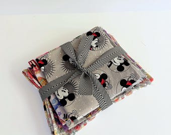 Disney quarter fabric, fat quarters, Mickey Mouse  Fabric , stitch fabric, quilting supplies, princess fabric, cute fabrics