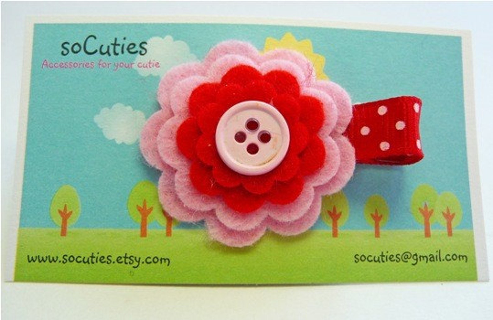 Red Felt flower hair clip /Valentine's hair clip / Baby Etsy