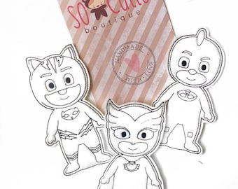 PJ animals  coloring toys, PJ masks coloring dolls, reusable coloring book, felt coloring, dry erase coloring dolls, coloring page