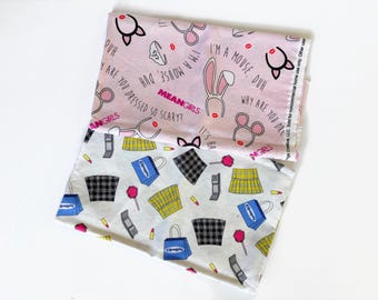 90,s teenager theme fabric bundle , fat quarters , cotton fabric, quilting supplies,  fabric bundle, mean girls , clueless