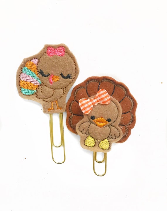 Turkey Felt Planner Clip Thanksgiving Paper Clip Organizer Etsy