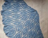 Baby blue, hand crocheted pure wool shawl