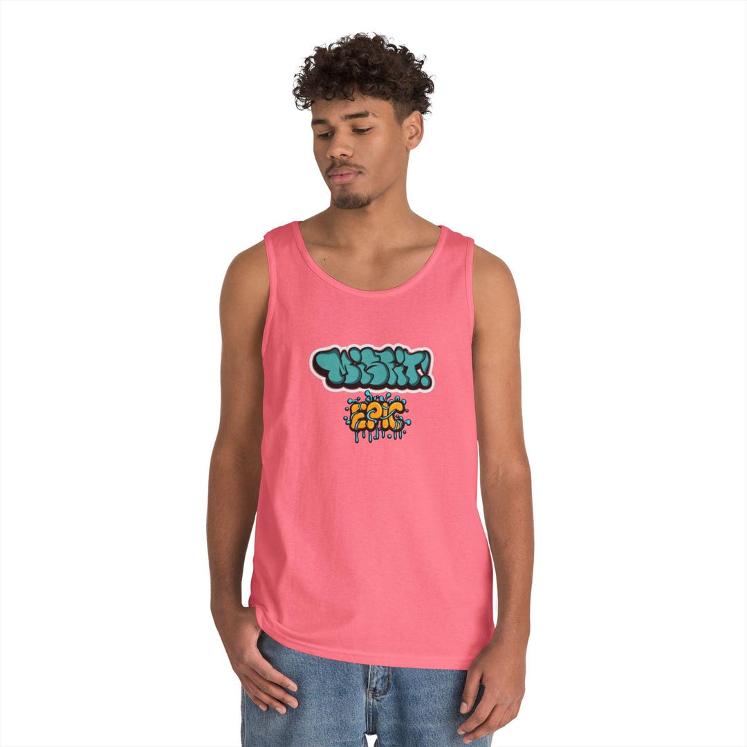 Graffiti Print Unisex Heavy Cotton Tank Top Urban Style, Streetwear