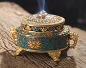 Vintage Burner Incense Burner Statue Antique Brass Bronze Sandalwood Incense Holders Enamel Incense Stove Buddhist Incense Stove
