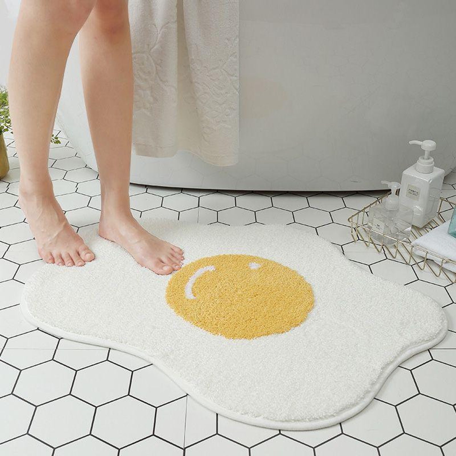Funny Bathroom Rug Egg Carpet Fabric Entrance Rug House Etsy