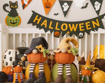 Gehaakte pompoenkabouter patroonbestand pdf – patroon amigurumi herfsthuisdecoratie – Instant downloadbestand