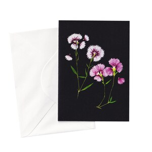 Carte Fleur Dianthus | Carte de vœux florale pressée |
