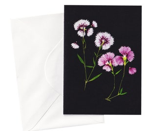 Dianthus Flower Card | Pressed floral greeting card |