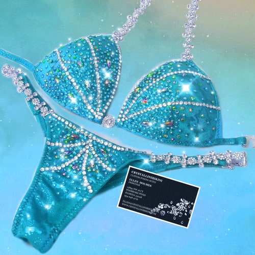 NPCIFBBWBFF Coral&rose Velvet Competition Bikini With Etsy