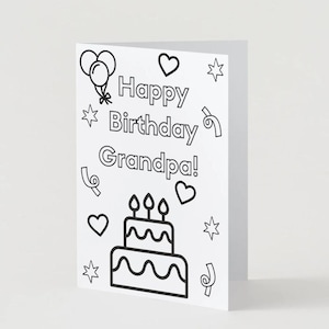 Heartfelt Kids Coloring Card for Grandpa | Printable Digital Download