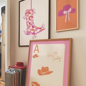 Disco Cowboy Wall Art, Trendy Wall Art, Cowboy Wall Art, Cowboy Boot Disco, Cowboy Hat, Colorful Wall Art, Trendy Western Print, Dorm Decor