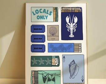 Coastal Matchbox Art Print: Beachy Collage (Digital Download)