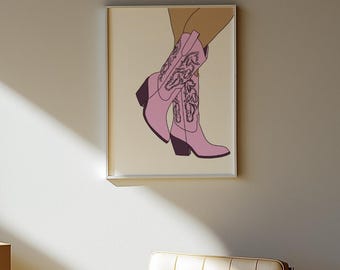 Pink Cowgirl Boots Print: Western Glam Wall Art (Digital Download, 11x14 in