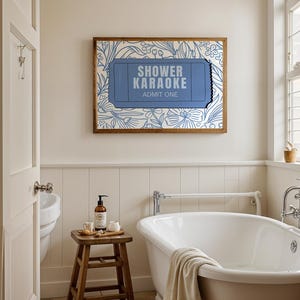 Shower Karaoke Ticket Wall Print, Bathroom Wall Art, Bathroom Decor, Floral Shower Karaoke Ticket Print, Floral Wall Art