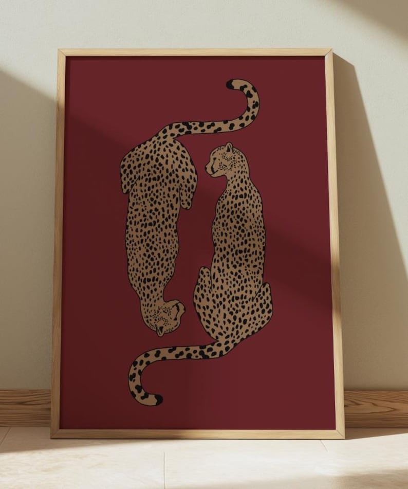 Leopard & Luxe Pop Art Wall Art Set Trendy Red Cheetah Prints Red ...
