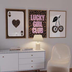 Pink Leopard Print Wall Art Set: Trendy Girly Home Decor (Digital Download)
