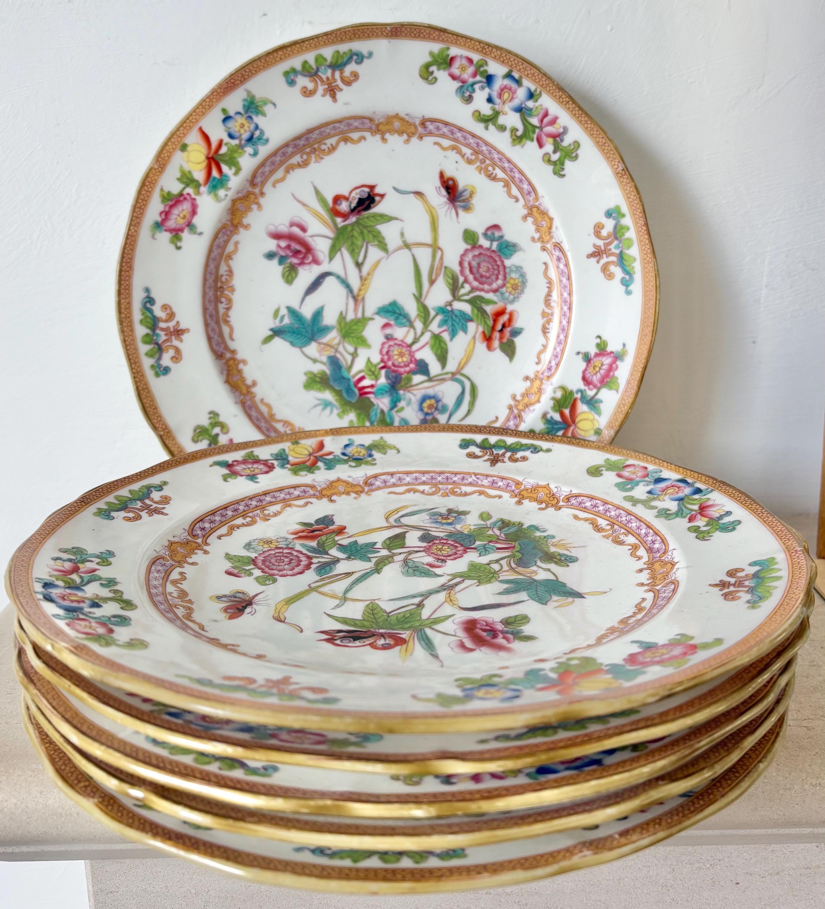 Minton & Boyle Antique Chinoiserie Plates Set | C.1836 English
