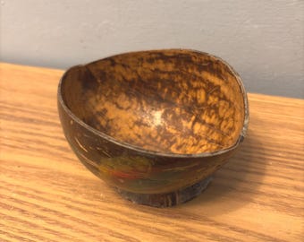 Handcrafted Coconut Shell Bowl | Inscribed Barbados | Painted Design