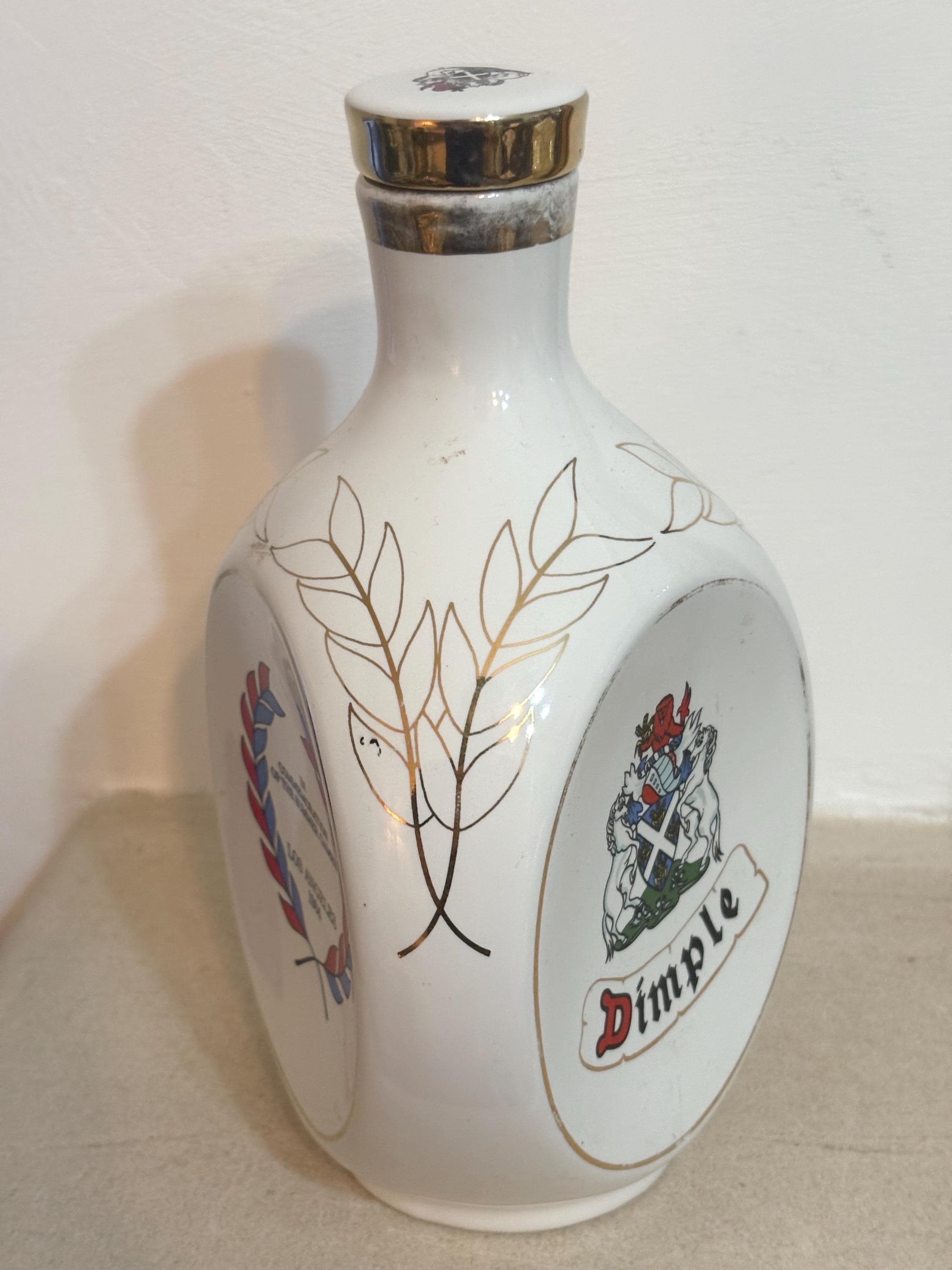 Vintage Dimple Whisky Decanter | 1984 LA Olympics Ceramic Bottle