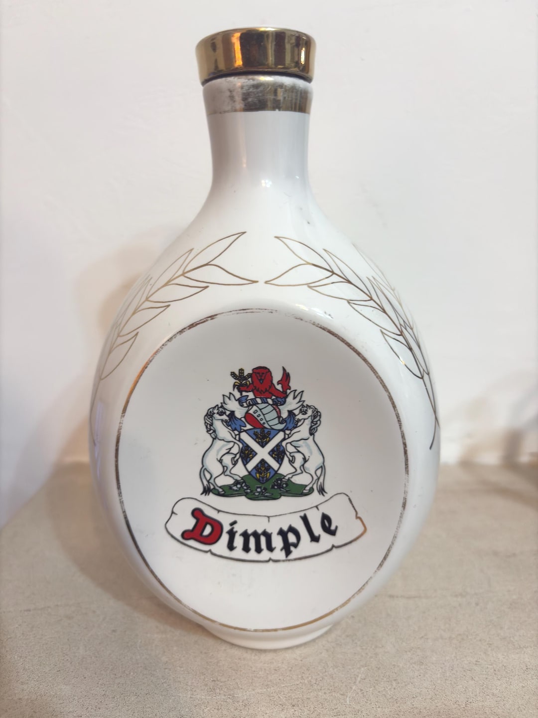 Vintage Dimple Whisky Decanter | 1984 LA Olympics Ceramic Bottle
