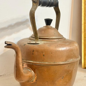 Bollitore antico in rame / Grande teiera vittoriana da caminetto, prodotto in Inghilterra