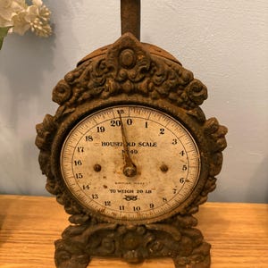 Antique Salter No. 49 Household Scale - British made kitchen scale from the Victorian era